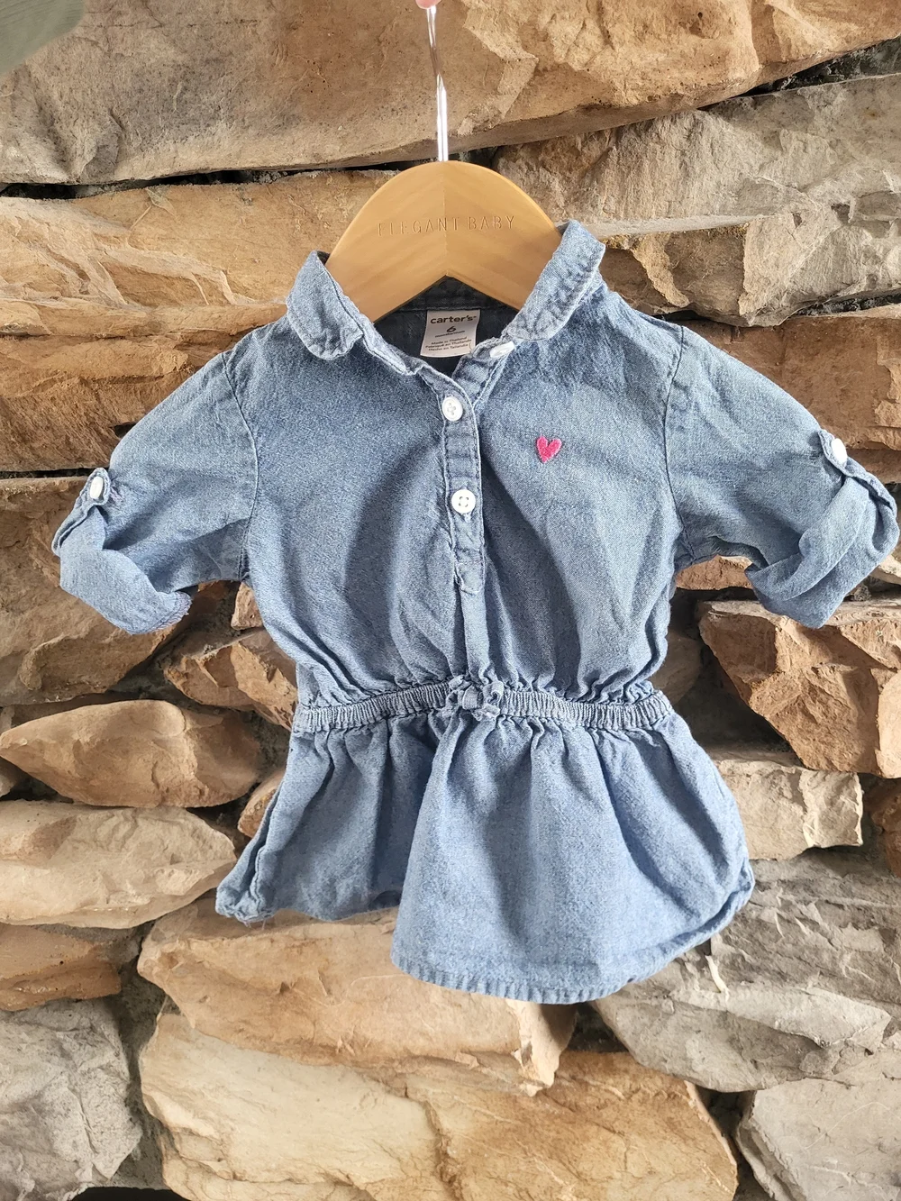 Carter's Denim Peplum Top with Pink Heart